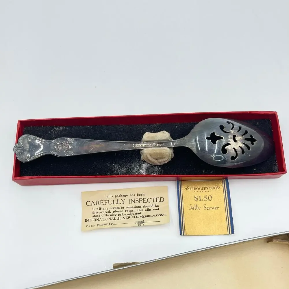 Old Community Plate Slotted Serving Spoon Silver Plate Floral